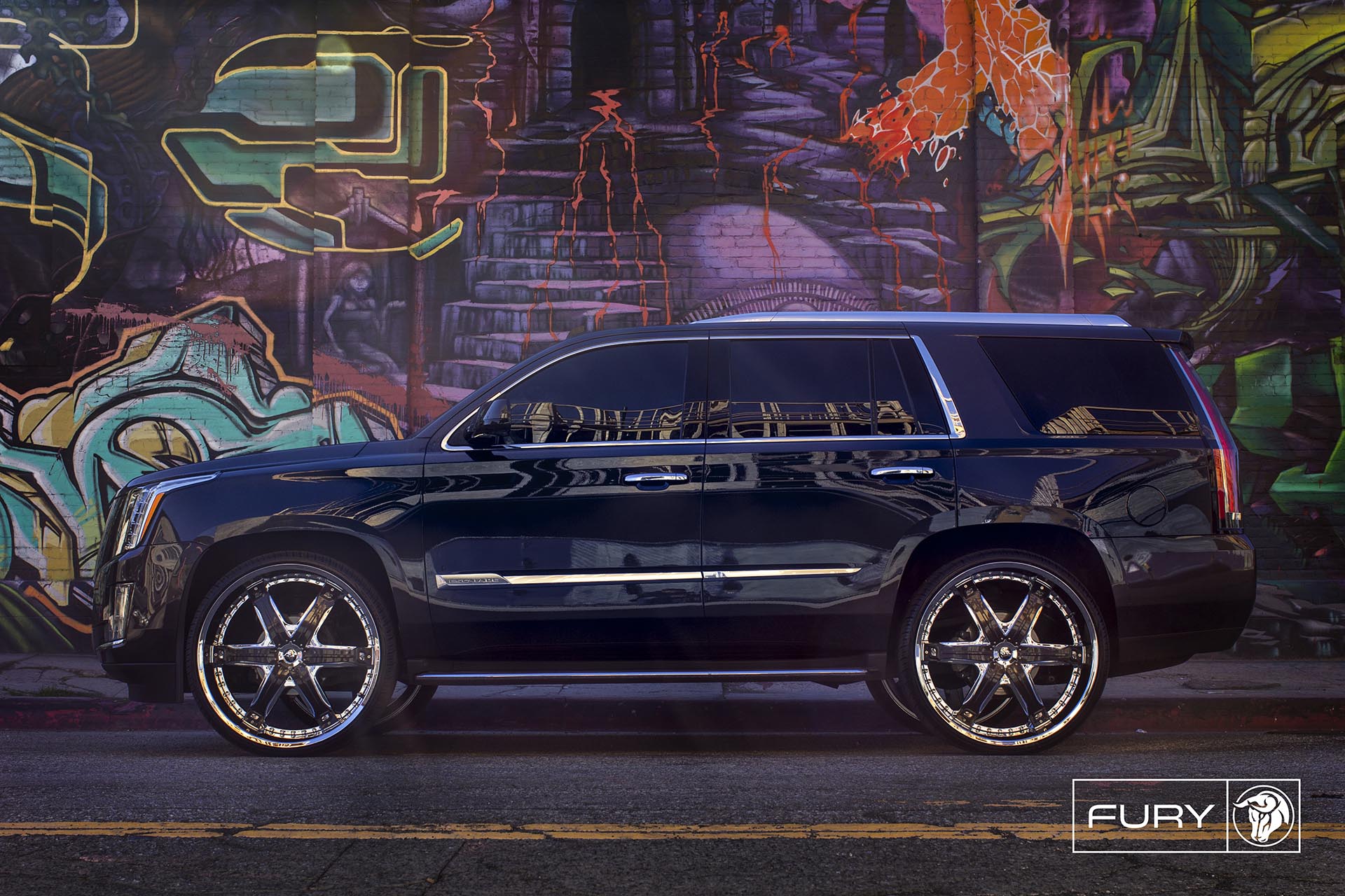 Diablo 26″ Chrome Fury Wheels On A Cadillac Escalade Diablo Wheels Usa